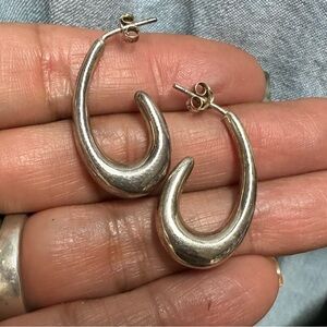 Elegant Sterling Silver Half Hoop Earrings